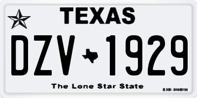 TX license plate DZV1929