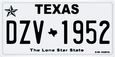 TX license plate DZV1952