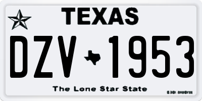 TX license plate DZV1953