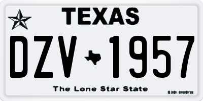TX license plate DZV1957