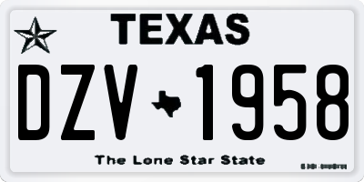 TX license plate DZV1958