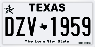 TX license plate DZV1959