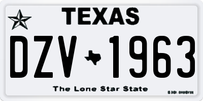 TX license plate DZV1963