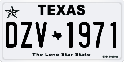 TX license plate DZV1971