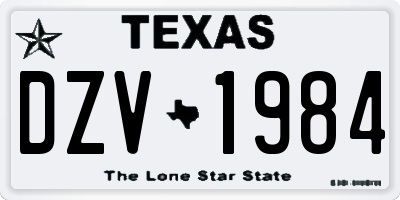TX license plate DZV1984