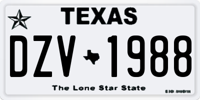 TX license plate DZV1988