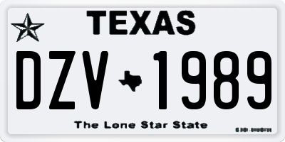 TX license plate DZV1989