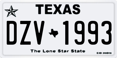 TX license plate DZV1993