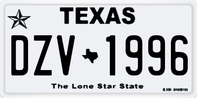 TX license plate DZV1996