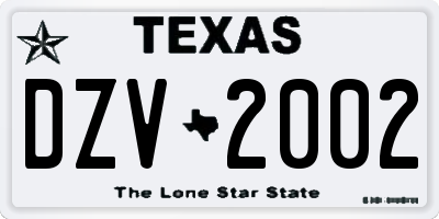 TX license plate DZV2002
