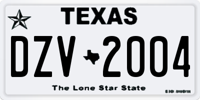 TX license plate DZV2004