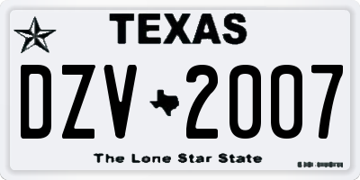 TX license plate DZV2007
