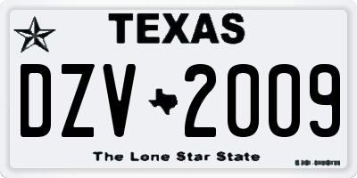 TX license plate DZV2009