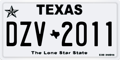 TX license plate DZV2011