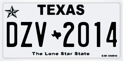 TX license plate DZV2014