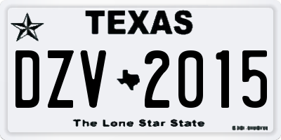 TX license plate DZV2015