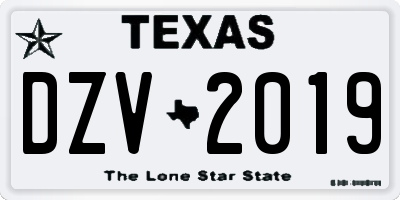 TX license plate DZV2019