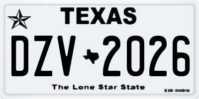 TX license plate DZV2026