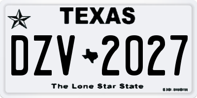 TX license plate DZV2027
