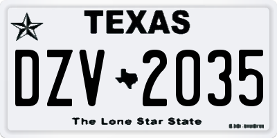 TX license plate DZV2035