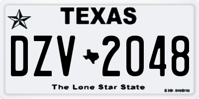 TX license plate DZV2048