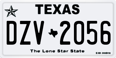TX license plate DZV2056