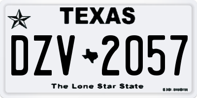 TX license plate DZV2057