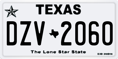 TX license plate DZV2060