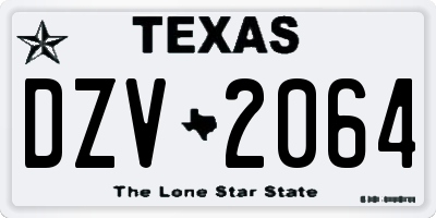 TX license plate DZV2064