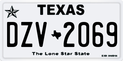 TX license plate DZV2069