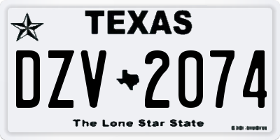 TX license plate DZV2074