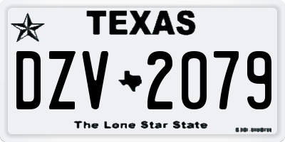 TX license plate DZV2079