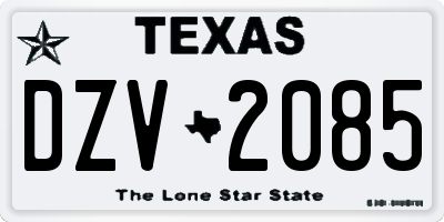 TX license plate DZV2085