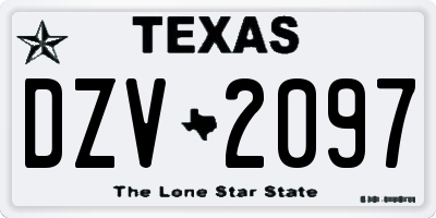 TX license plate DZV2097