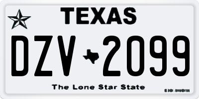 TX license plate DZV2099
