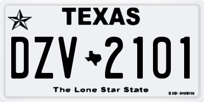 TX license plate DZV2101