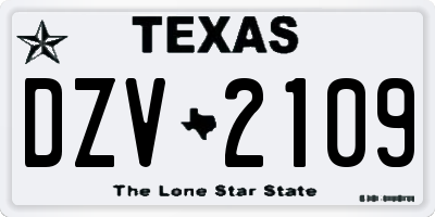 TX license plate DZV2109