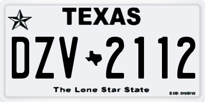 TX license plate DZV2112