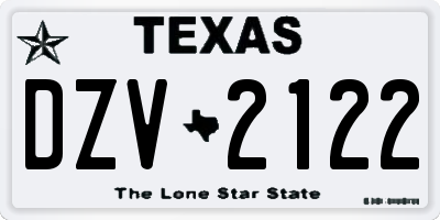 TX license plate DZV2122