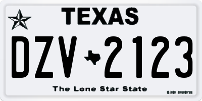 TX license plate DZV2123