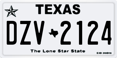 TX license plate DZV2124