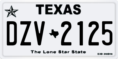 TX license plate DZV2125