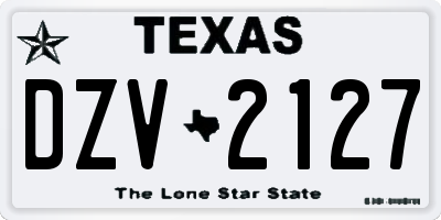TX license plate DZV2127