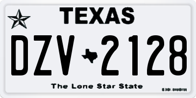 TX license plate DZV2128