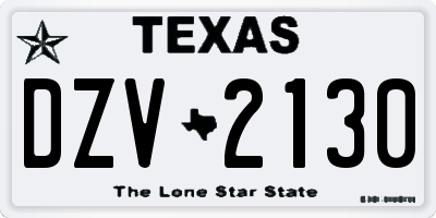TX license plate DZV2130