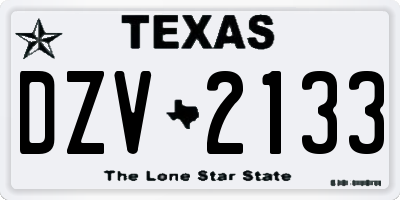 TX license plate DZV2133