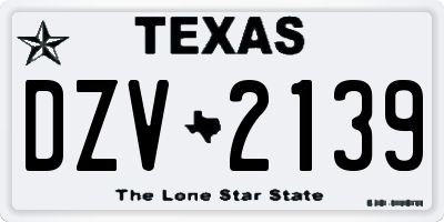 TX license plate DZV2139