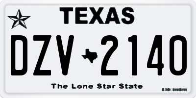 TX license plate DZV2140