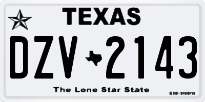 TX license plate DZV2143
