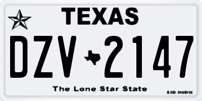 TX license plate DZV2147